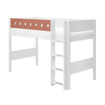 High Bed 143 cm with Ladder and Safety Rail, 90x200 cm, White SEMI_HIGH-BED 200 flexa-com.myshopify.com
