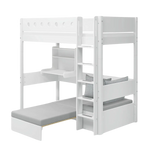 High Bed 184 cm with Desk, Sofa, Ladder and Safety Rail, 90x200 cm, White HIGHBED 200 flexa-com.myshopify.com