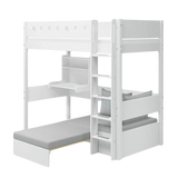 High Bed 184 cm with Desk, Sofa, Ladder and Safety Rail, 90x200 cm, White HIGHBED 200 flexa-com.myshopify.com
