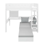High Bed 184 cm with Desk, Sofa, Ladder and Safety Rail, 90x200 cm, White HIGHBED 200 flexa-com.myshopify.com