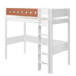 High Bed 184 cm with Ladder and Safety Rail, 90x200 cm, White FLEXA HIGHBED high-bed-w-straight-ladder-white-blush-1   200 flexa-com.myshopify.com