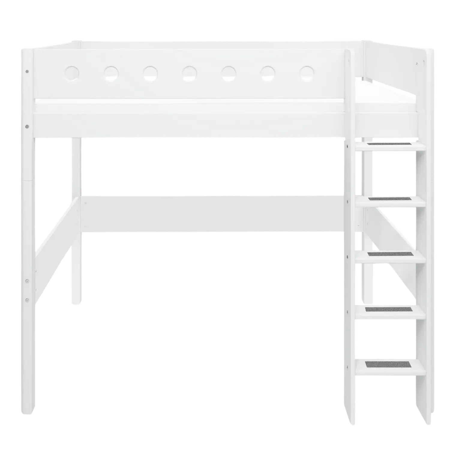 High Bed 184 cm with Ladder and Safety Rail, 90x200 cm, White FLEXA HIGHBED high-bed-w-straight-ladder-white-white-1   200 flexa-com.myshopify.com