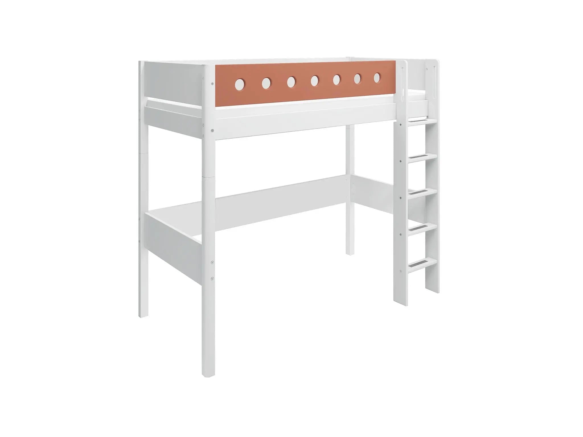 High Bed 184 cm with Ladder and Safety Rail, 90x200 cm, White HIGHBED 200 flexa-com.myshopify.com