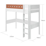 High Bed 184 cm with Ladder and Safety Rail, 90x200 cm, White HIGHBED 200 flexa-com.myshopify.com
