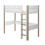 High Bed 184 cm with Ladder and Safety Rail, 90x200 cm, White/Oak HIGHBED 200 flexa-com.myshopify.com