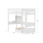 High Bed 184 cm with Sofa, Desk, Ladder and Safety Rail, 90x200 cm, White HIGHBED 90X200 flexa-com.myshopify.com