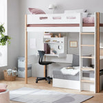 High Bed 184 cm with Sofa, Desk, Ladder and Safety Rail, 90x200 cm, White/Oak HIGHBED 200 flexa-com.myshopify.com