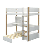 High Bed 184 cm with Sofa, Desk, Ladder and Safety Rail, 90x200 cm, White/Oak HIGHBED 200 flexa-com.myshopify.com