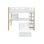 High Bed 184 cm with Sofa, Desk, Ladder and Safety Rail, 90x200 cm, White/Oak HIGHBED 200 flexa-com.myshopify.com