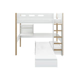 High Bed 184 cm with Sofa, Desk, Ladder and Safety Rail, 90x200 cm, White/Oak HIGHBED 200 flexa-com.myshopify.com