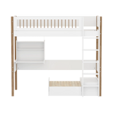 High Bed 184 cm with Sofa, Desk, Ladder and Safety Rail, 90x200 cm, White/Oak HIGHBED 90X200 flexa-com.myshopify.com