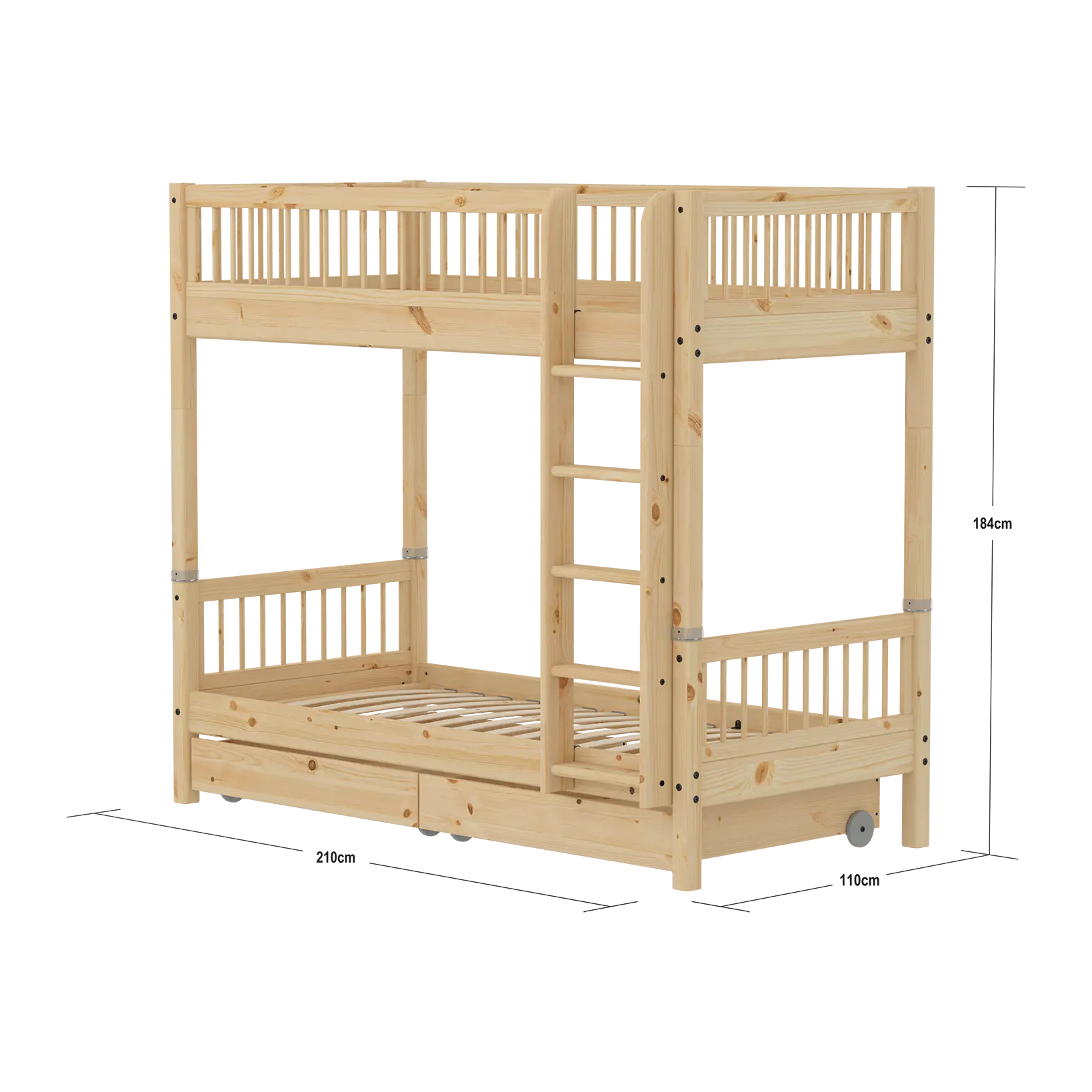 High Bunk Bed with Storage, 90x200 cm, Pine BUNKBED 200 flexa-com.myshopify.com