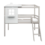 Mid-High Bed with 1/2 Classic House, 90x200 cm, White/Grey MID_HIGH-BED 200 flexa-com.myshopify.com