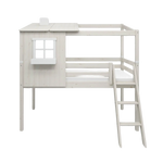 Mid-High Bed with 1/2 House, Ladder and Safety Rail, 90x200 cm, White MID_HIGH-BED 200 flexa-com.myshopify.com