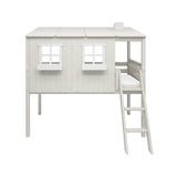 Mid-High Bed with House, Ladder and Safety Rail, 90x200 cm, White MID_HIGH-BED 200 flexa-com.myshopify.com