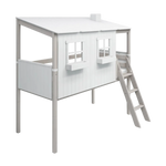 Mid-High Bed with House and Ladder, 90x200 cm, White/Grey MID_HIGH-BED 200 flexa-com.myshopify.com