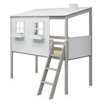 Mid-High Bed with House and Ladder, 90x200 cm, White/Grey MID_HIGH-BED 200 flexa-com.myshopify.com
