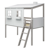 Mid-High Bed with House and Ladder, 90x200 cm, White/Grey MID_HIGH-BED 200 flexa-com.myshopify.com