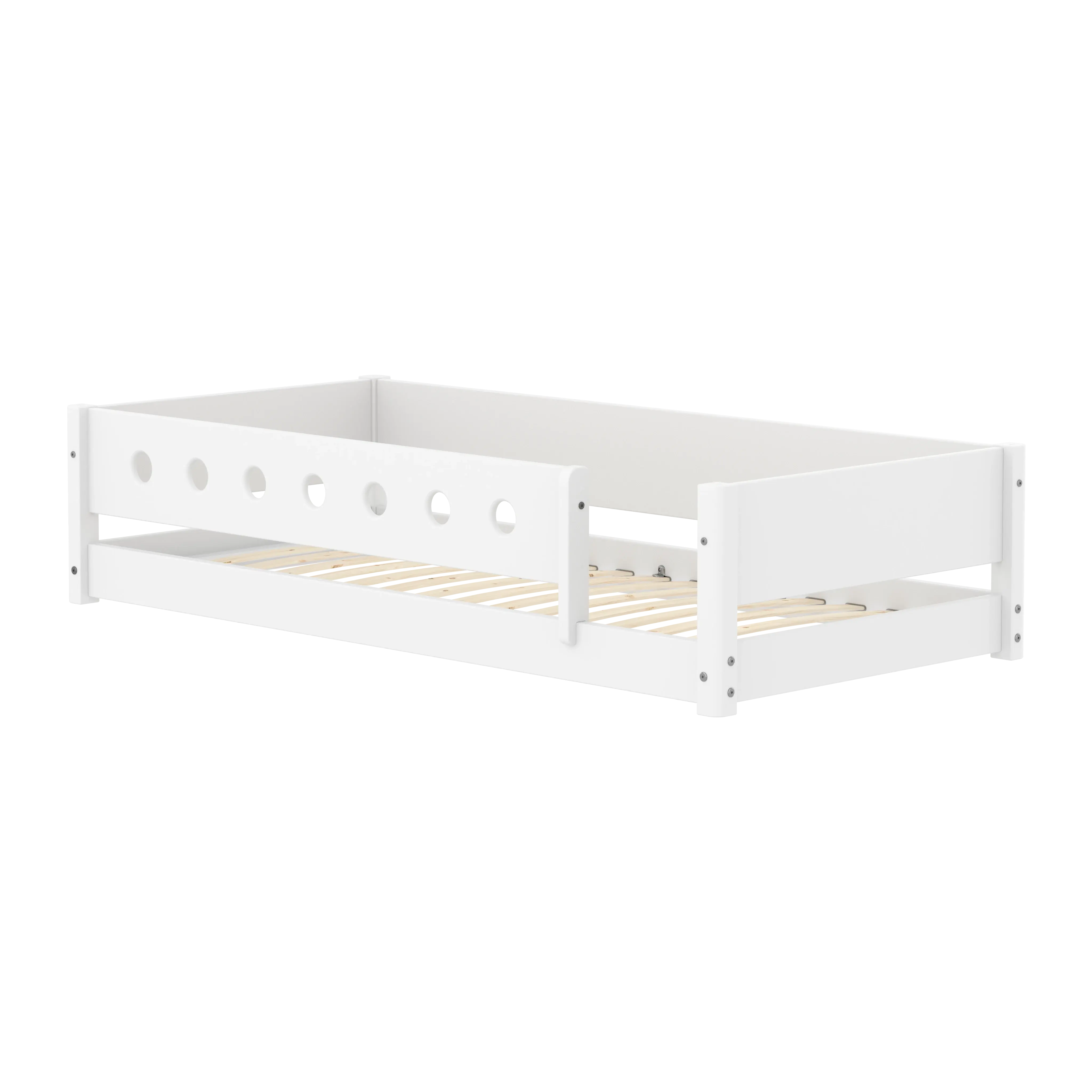 Montessori Bed with Front Safety Rail, 90x200 cm, White MONTESSORI 90X200 flexa-com.myshopify.com