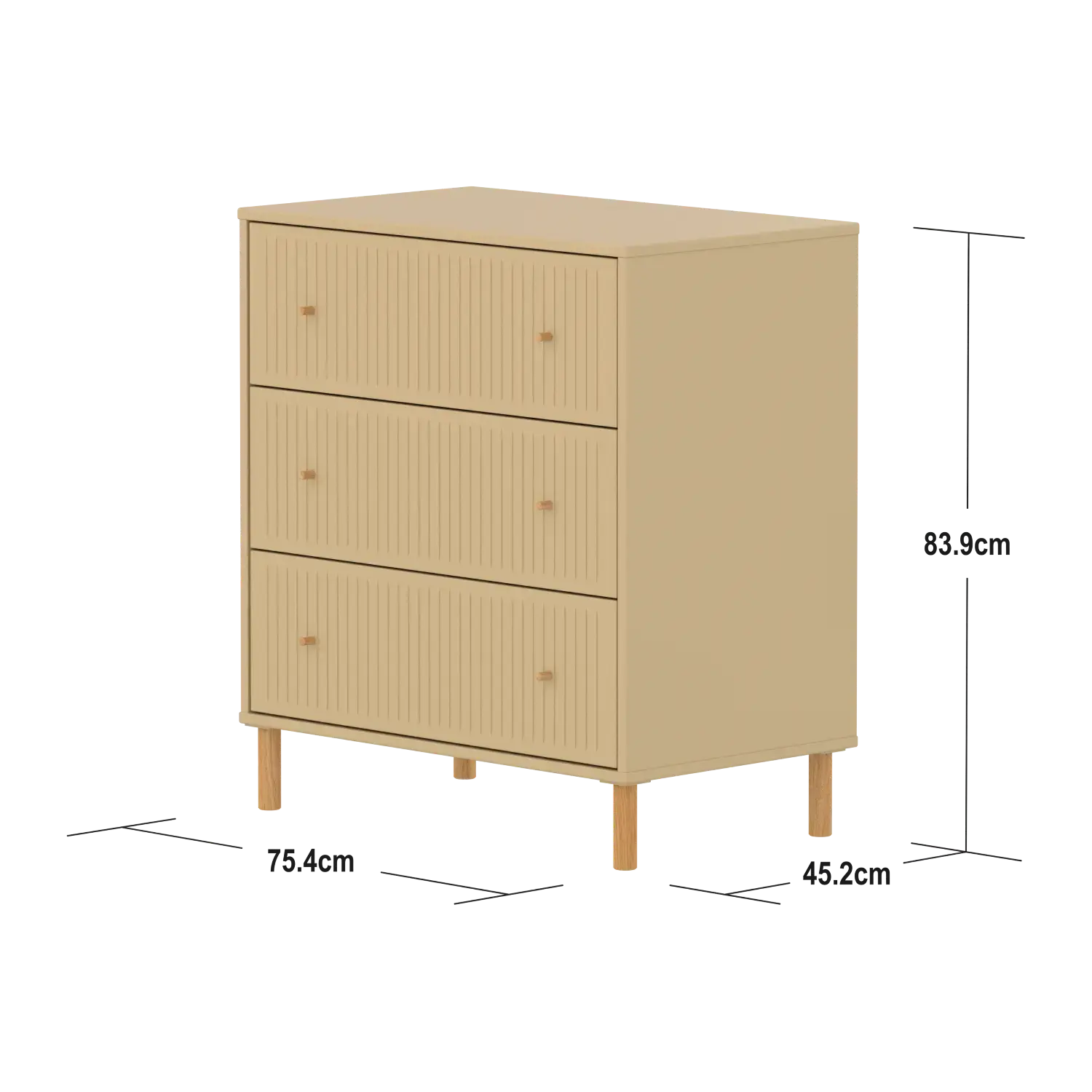 SAGA Chest, 3 drawer, Sand with Grooves CHEST ACTIVE flexa-com.myshopify.com