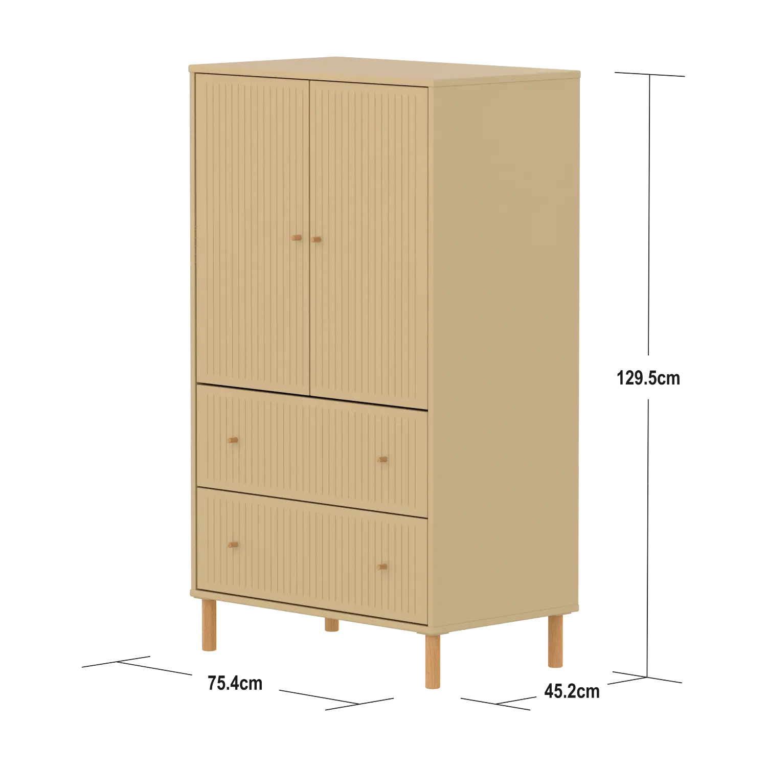SAGA Cupboard, 2 door & 2 drawer, Sand with grooves CUPBOARD ACTIVE flexa-com.myshopify.com