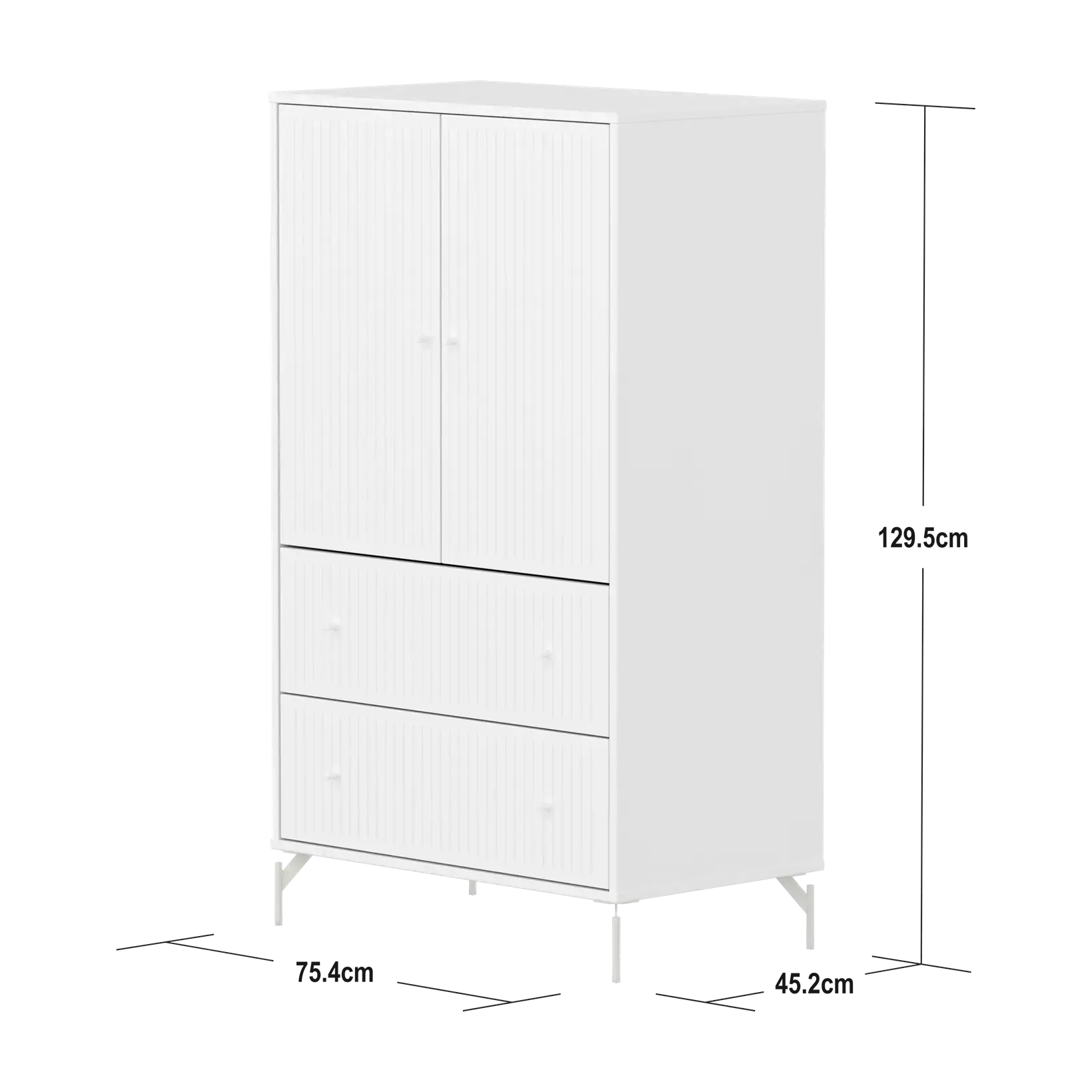 SAGA Cupboard, 2 door & 2 drawer, White with grooves CUPBOARD ACTIVE flexa-com.myshopify.com