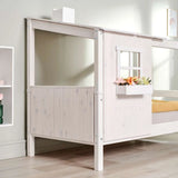 Single Bed with 1/2 House, Ladder, 90x200 cm, White SINGLE_BED 200 flexa-com.myshopify.com