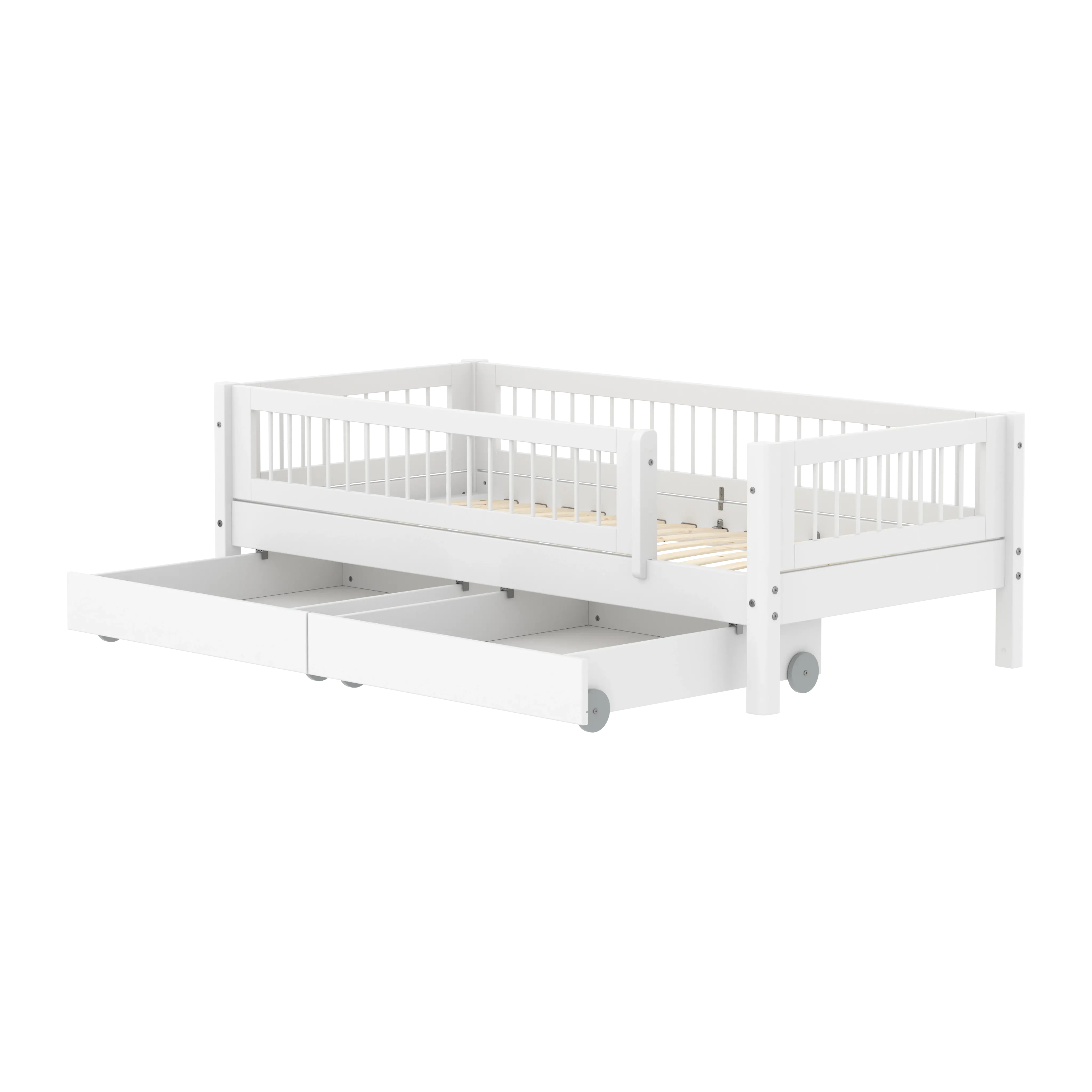 Single Bed with Crossbars, Storage and Safety Rail, 90x200 cm, White SINGLE_BED 200 flexa-com.myshopify.com
