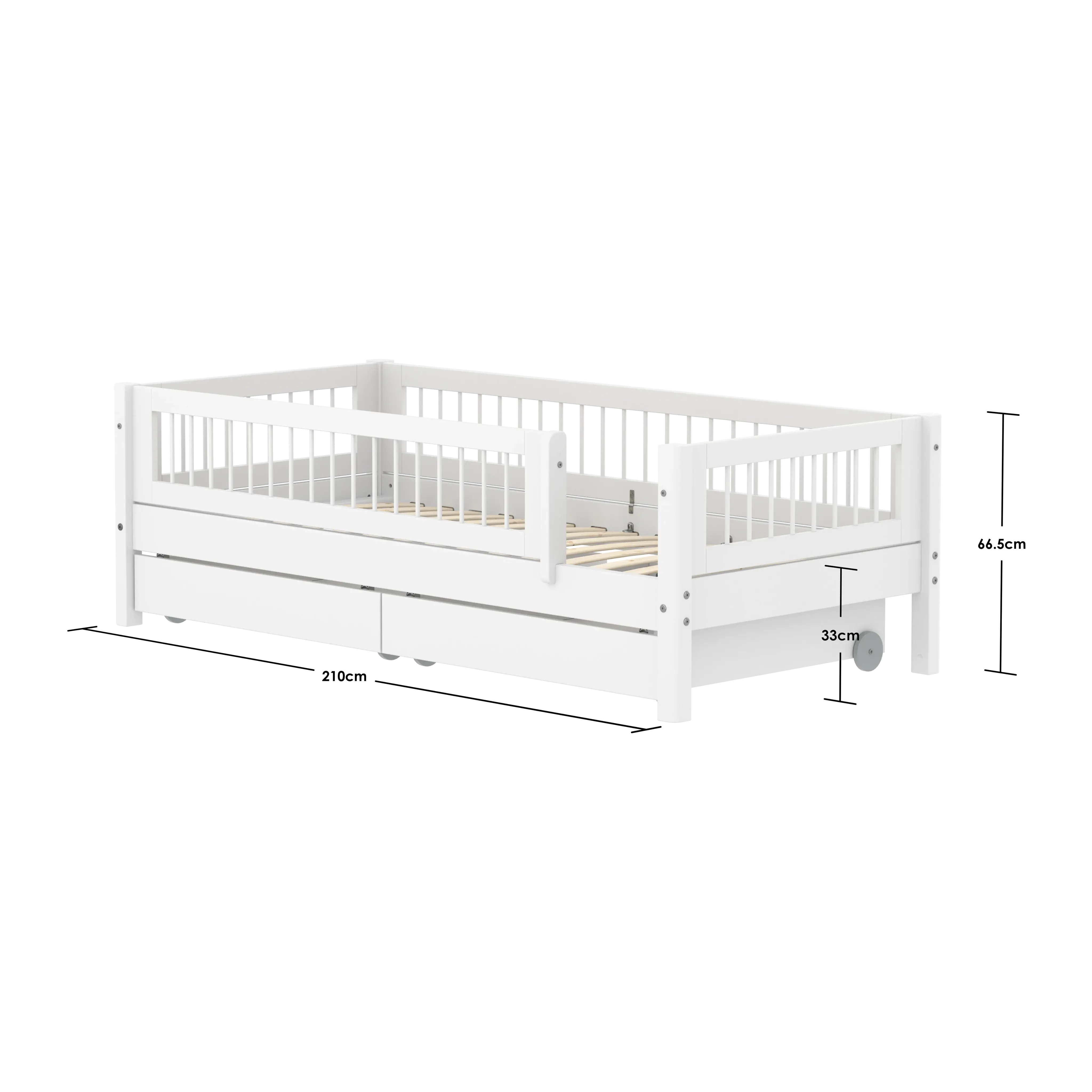 Single Bed with Crossbars, Storage and Safety Rail, 90x200 cm, White SINGLE_BED 200 flexa-com.myshopify.com