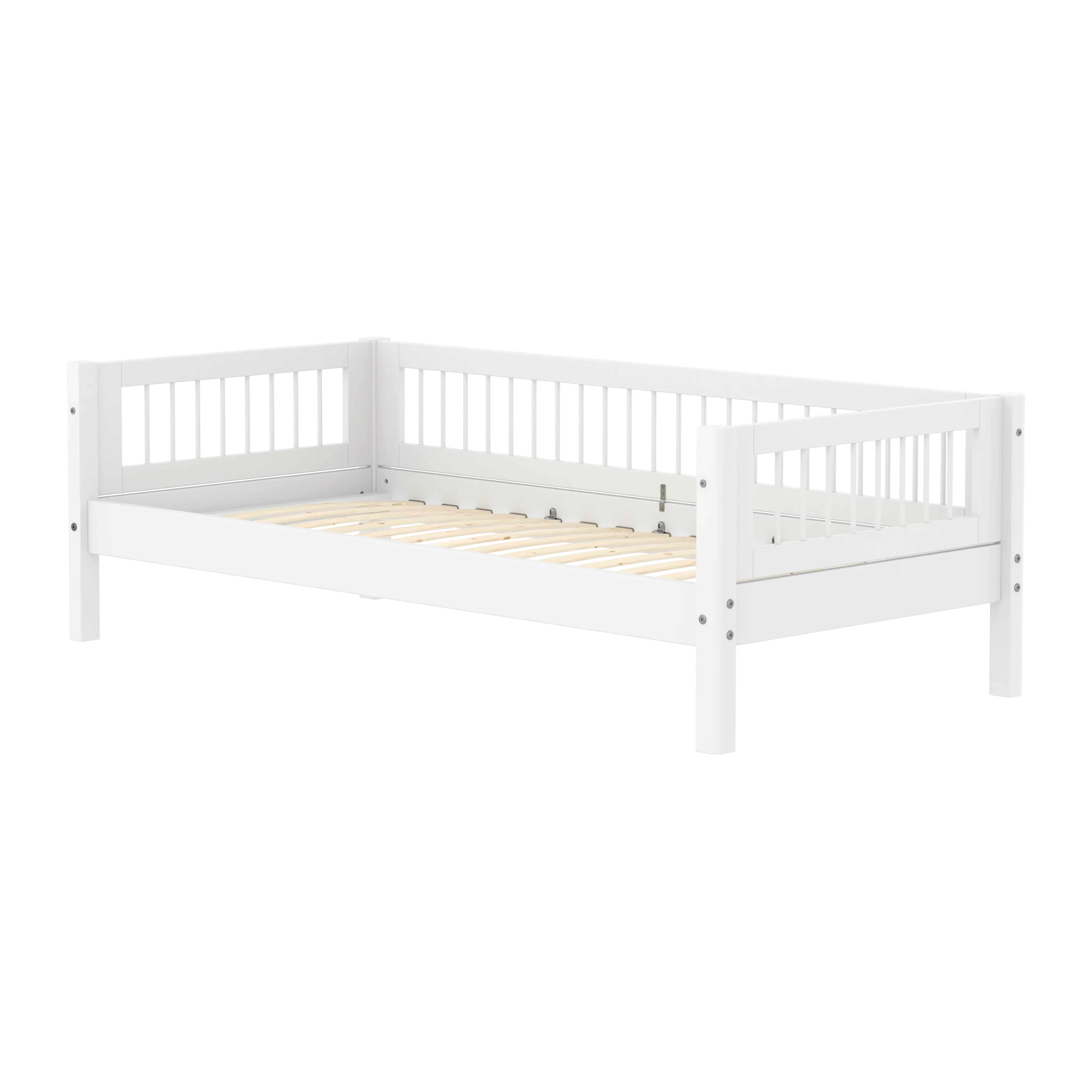 Single Bed with Crossbars and Safety Rail, 90x200 cm, White SINGLE_BED 200 flexa-com.myshopify.com