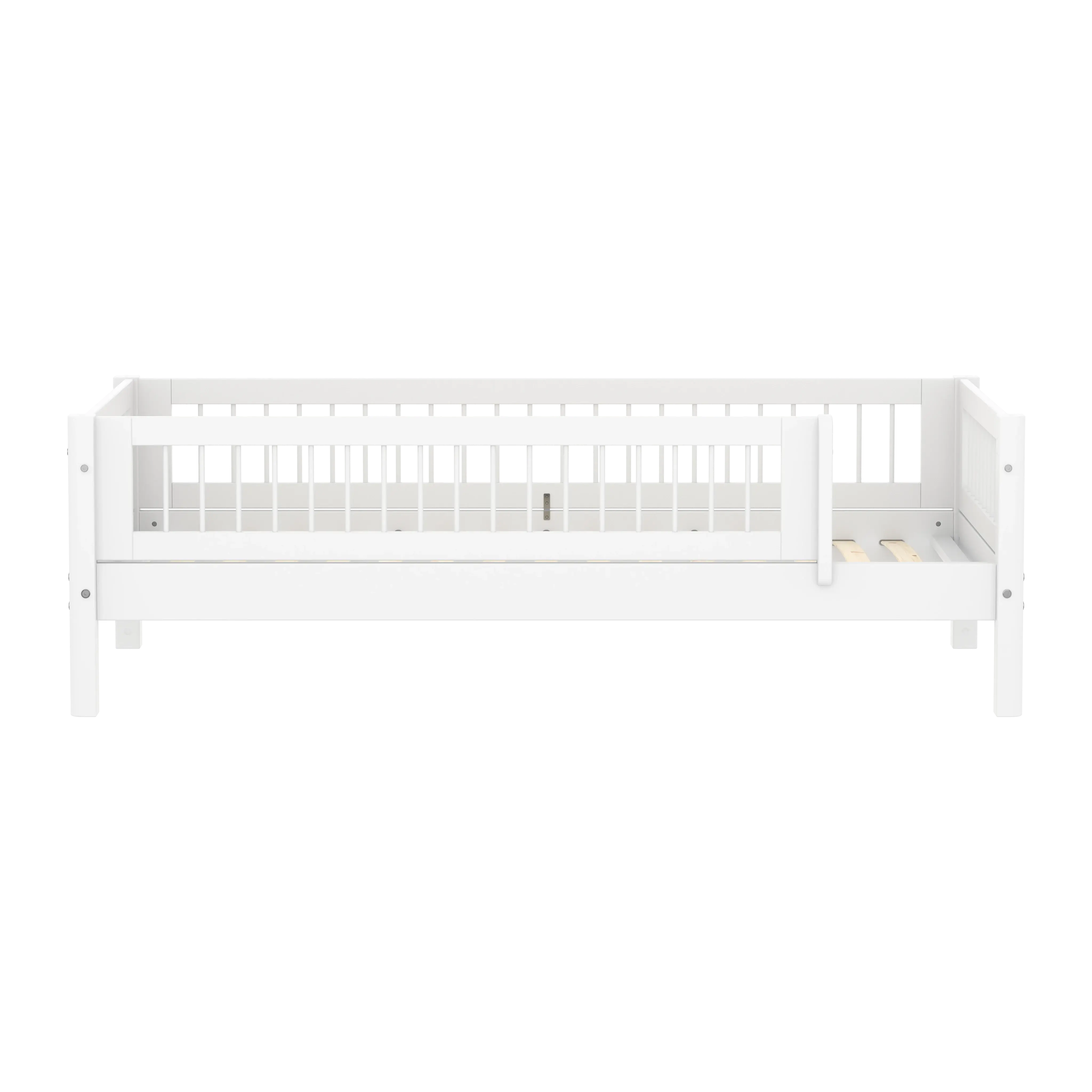 Single Bed with Crossbars and Safety Rail, 90x200 cm, White SINGLE_BED 90X200 flexa-com.myshopify.com
