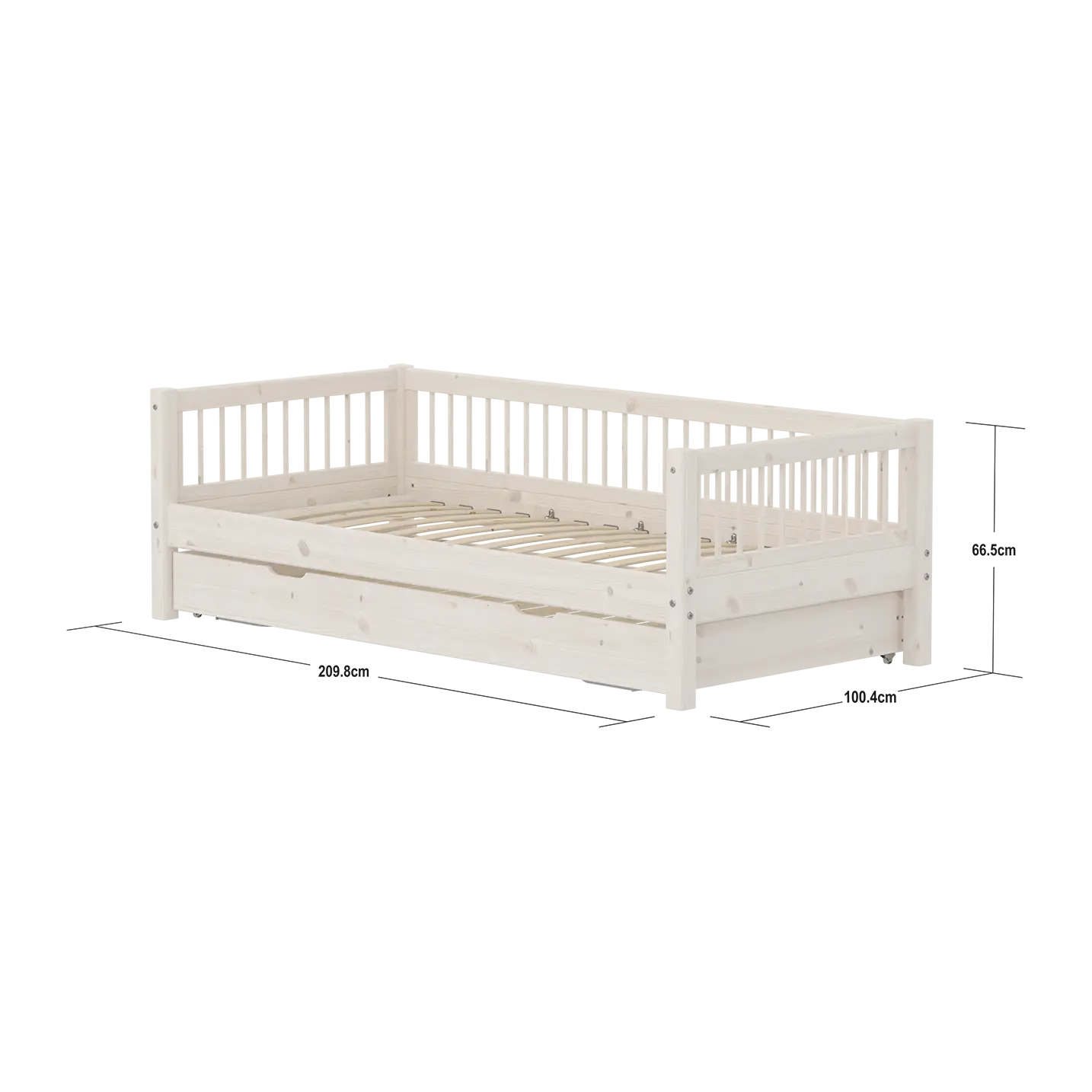 Single Bed with Guest Bed, 90x200 cm, White SINGLE_BED 200 flexa-com.myshopify.com