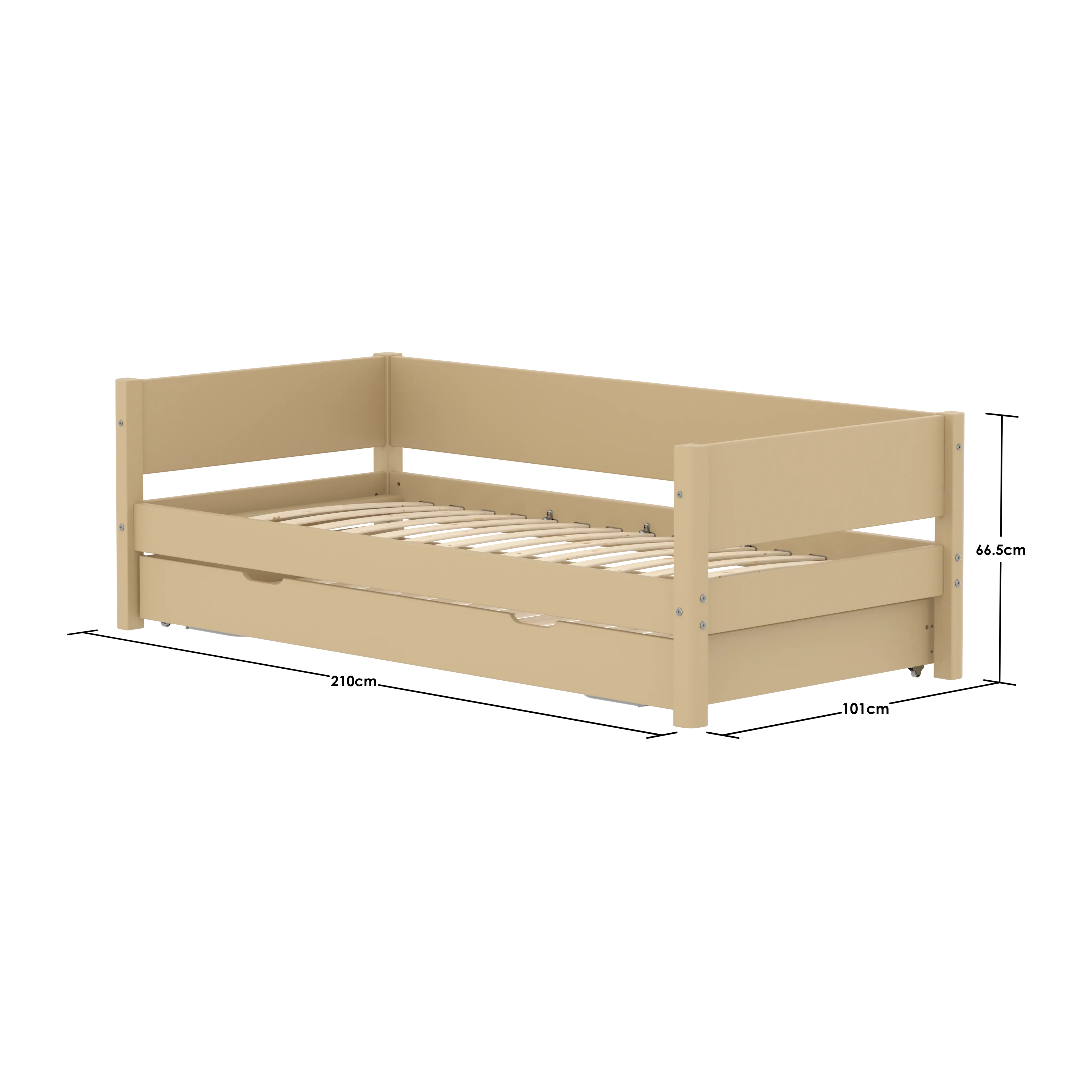 Single Bed with Pull-out Bed, 90x200 cm, Sand SINGLE_BED 200 flexa-com.myshopify.com