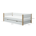 Single Bed with Pull-out Bed, 90x200 cm, White/Oak SINGLE_BED 200 flexa-com.myshopify.com