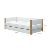 Single Bed with Pull-out Bed, 90x200 cm, White/Oak SINGLE_BED 200 flexa-com.myshopify.com