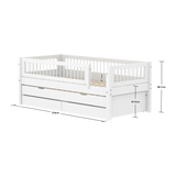 Single Bed with Pull-out Bed, Storage and Safety Rail Crossbars, 90x200 cm, White SINGLE_BED 200 flexa-com.myshopify.com
