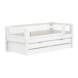 Single Bed with Pull-out Bed, Storage and Safety Rail Crossbars, 90x200 cm, White SINGLE_BED 200 flexa-com.myshopify.com