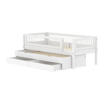Single Bed with Pull-out Bed, Storage and Safety Rail Crossbars, 90x200 cm, White SINGLE_BED 200 flexa-com.myshopify.com