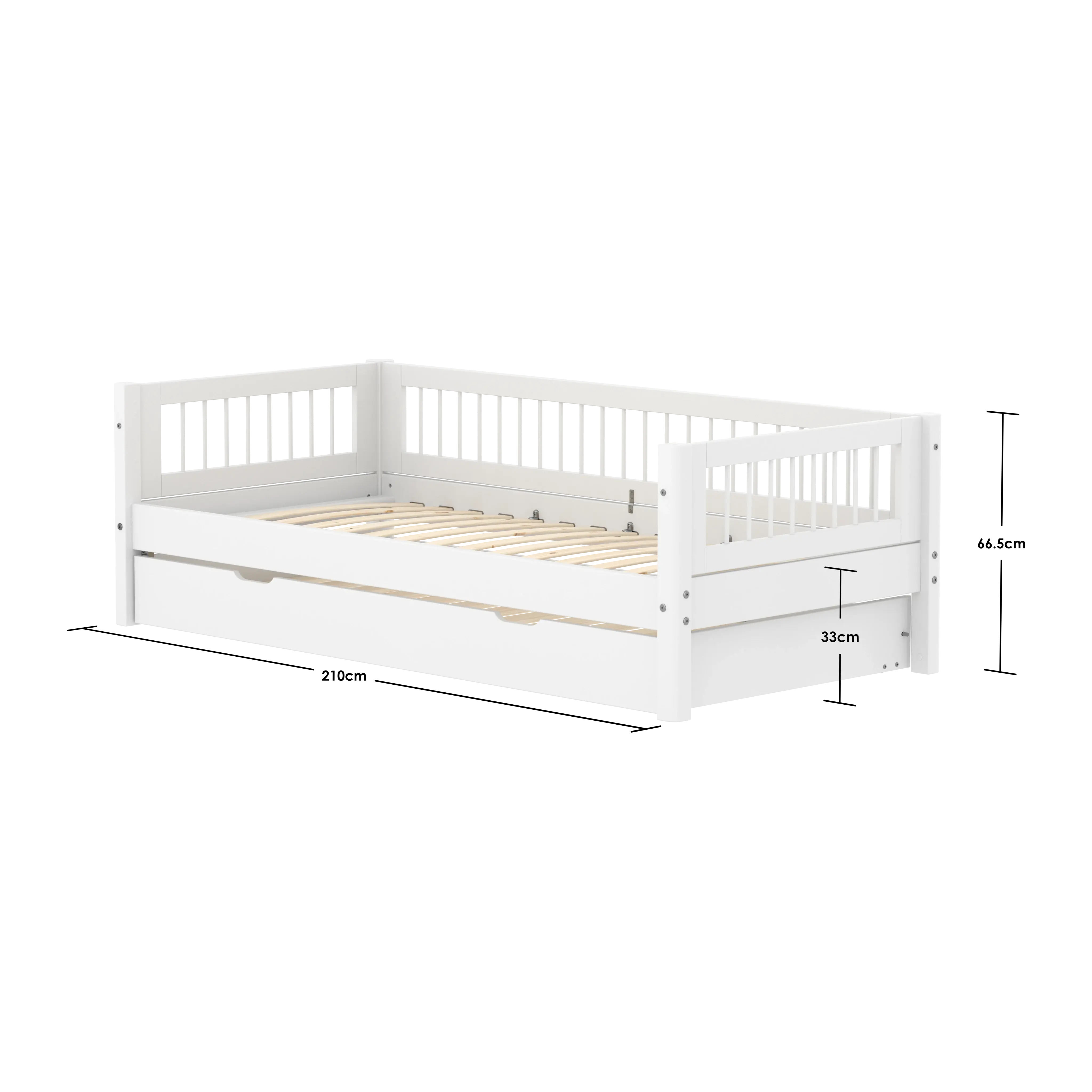 Single Bed with Pull-out Bed and Crossbars, 90x200 cm, White SINGLE_BED 200 flexa-com.myshopify.com