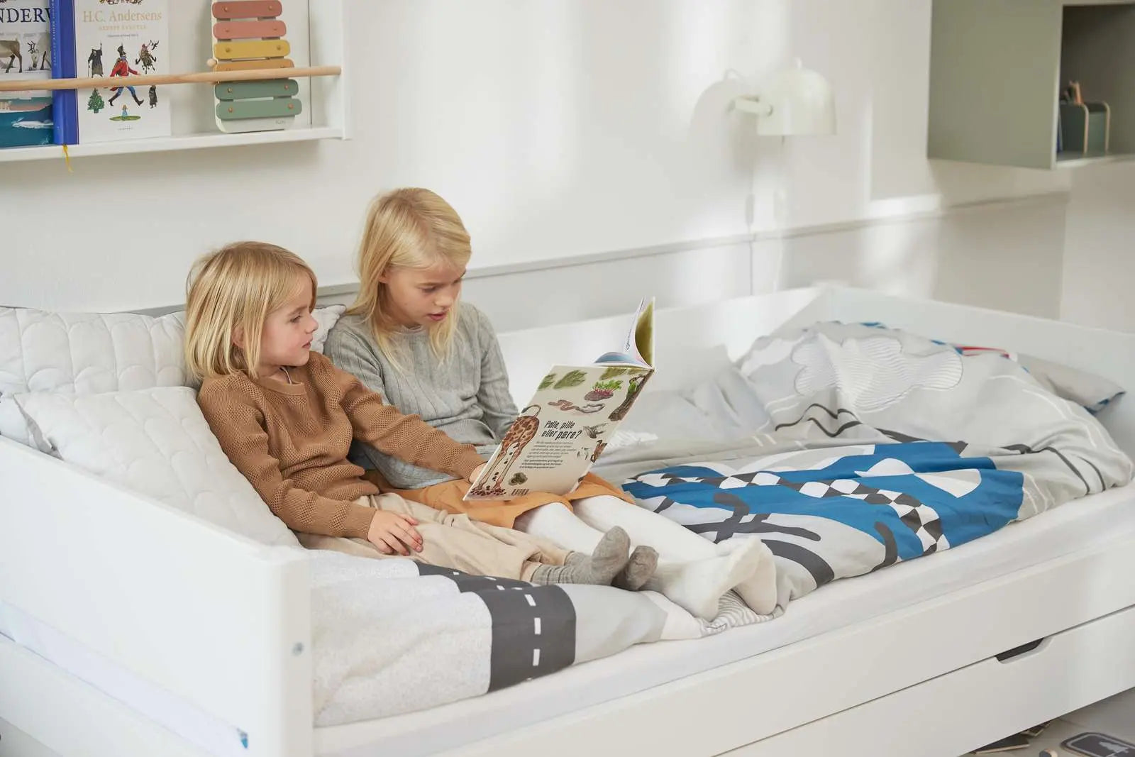 Single Bed with Pull-out Bed and Storage, 90x200 cm, White SINGLE_BED 200 flexa-com.myshopify.com