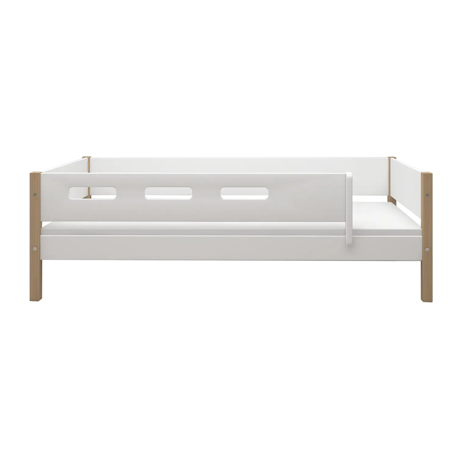 Single Bed with Safety Rail, 90x200 cm, White/Oak SINGLE_BED 200 flexa-com.myshopify.com