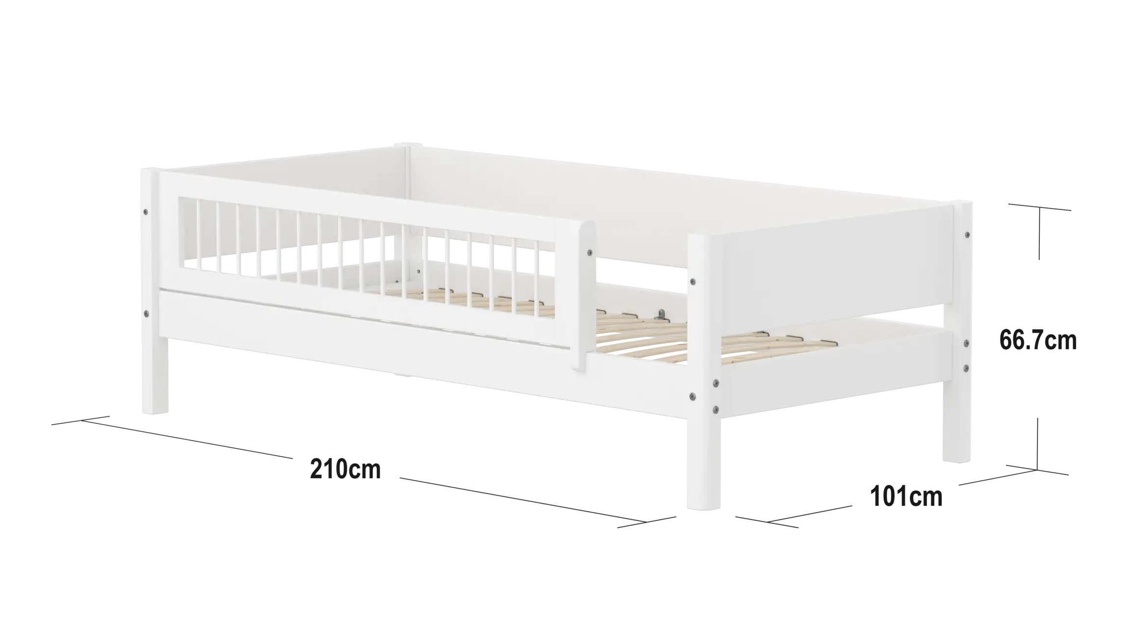 Single Bed with Safety Rail, 90x200 cm, White SINGLE_BED 90X200 flexa-com.myshopify.com