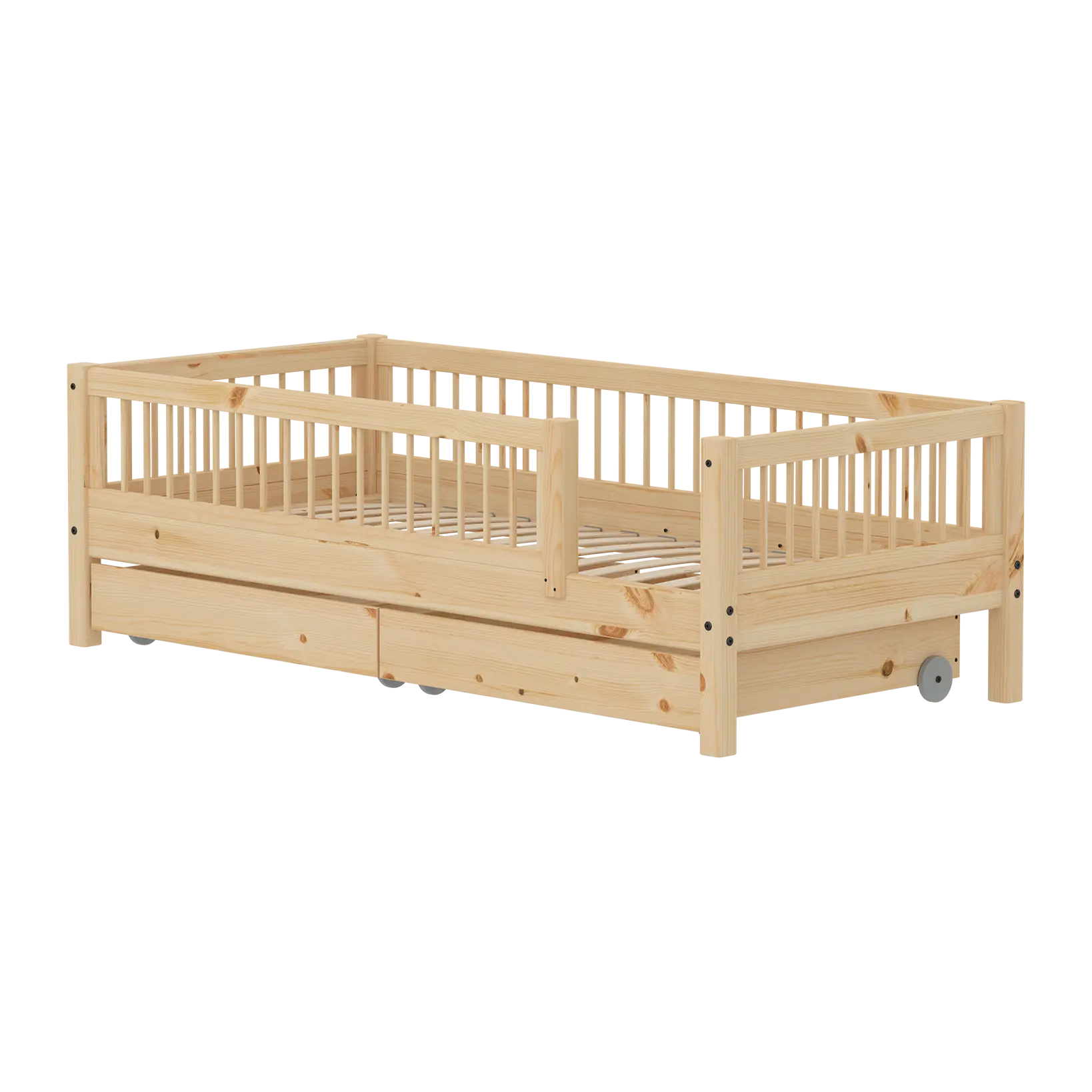 Single Bed with Safety Rails and Storage, 90x200 cm, Pine SINGLE_BED 200 flexa-com.myshopify.com