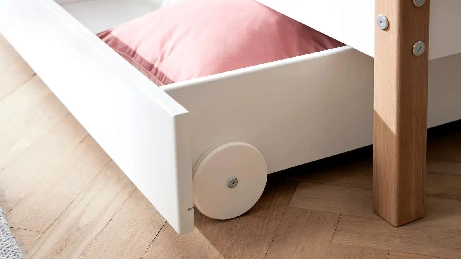 Single Bed with Storage, 90x200 cm, White/Oak SINGLE_BED 200 flexa-com.myshopify.com