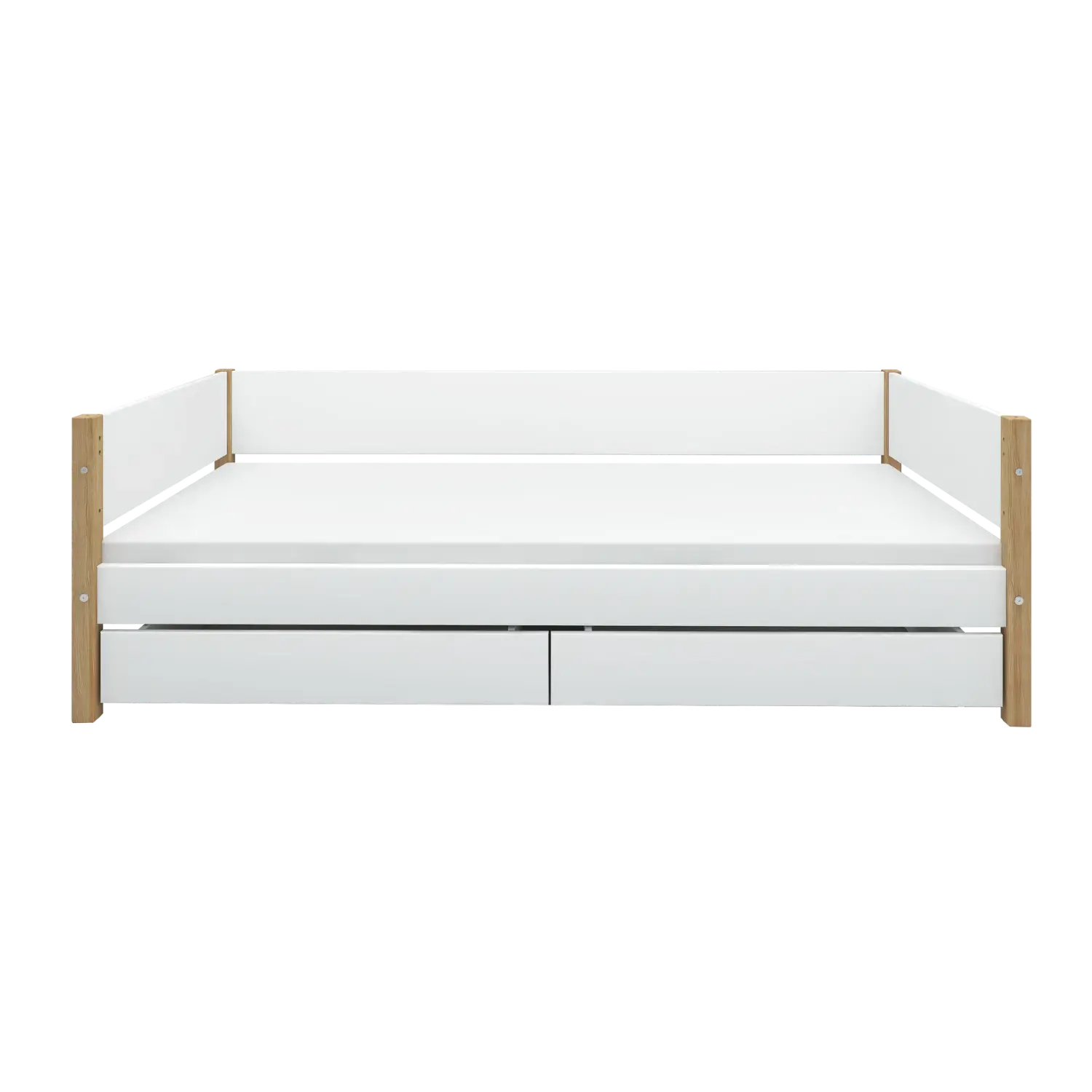 Single Bed with Storage, 90x200 cm, White/Oak SINGLE_BED 200 flexa-com.myshopify.com