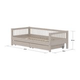 Single Bed with Storage and Safety Rail, 90x200 cm, Grey SINGLE_BED 200 flexa-com.myshopify.com