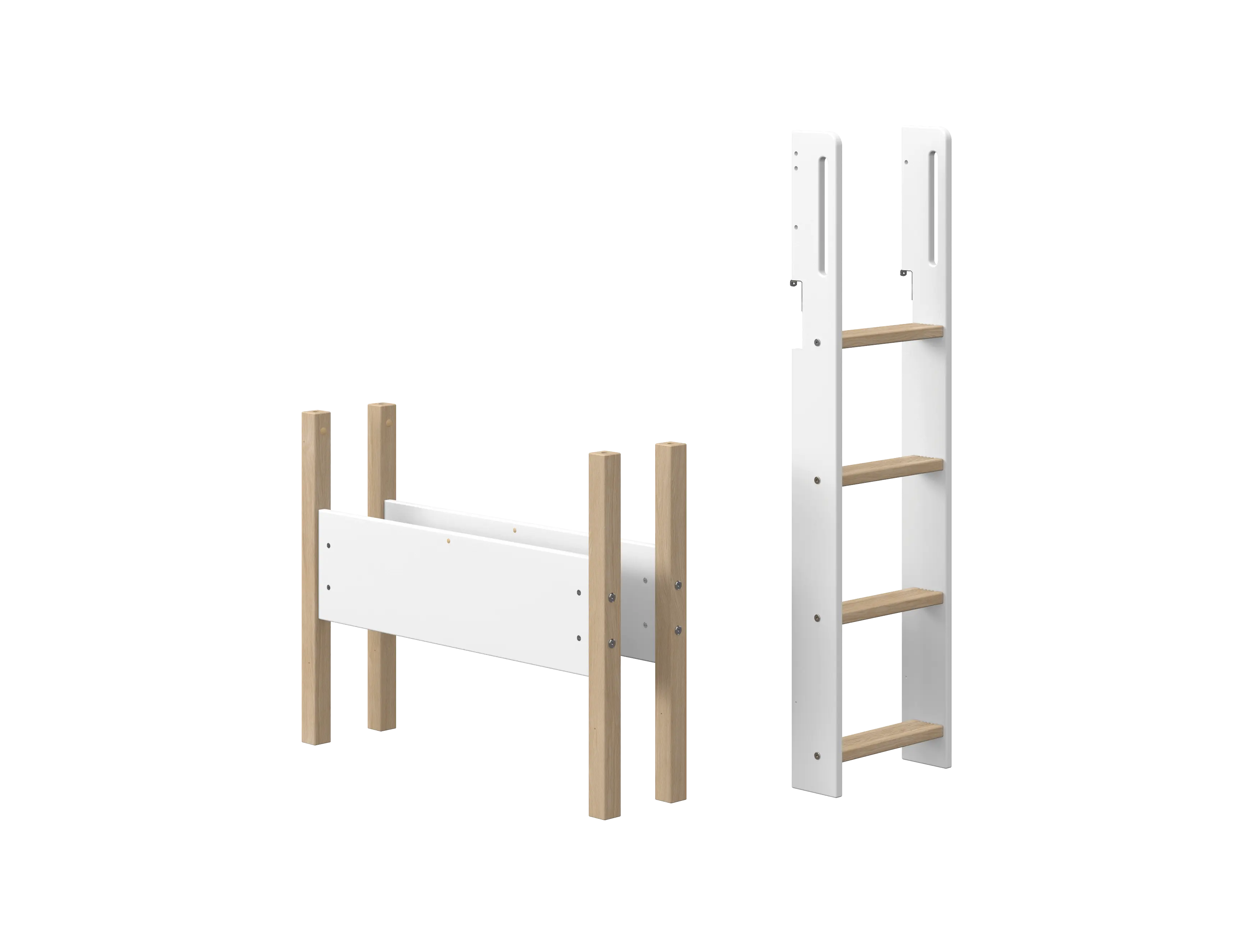 Straight Ladder and Legs for High Bed 143 cm, 90 cm, White/Oak LADDER_LEGS ACTIVE flexa-com.myshopify.com