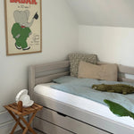 Single Bed with Pull-out Bed, Storage and Safety Rail, 90x200 cm, Grey SINGLE_BED single-bed-with-trundle-pullout-bed-grey-washed  flexa-com.myshopify.com
